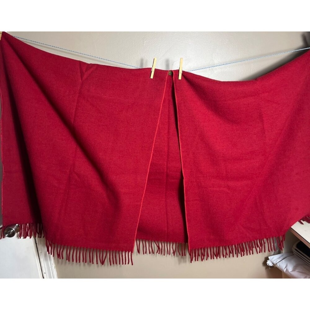 Vintage Cape Tweedmill Wool Blanket Wrap Red Fringe British Unisex Womens - Picture 7 of 10